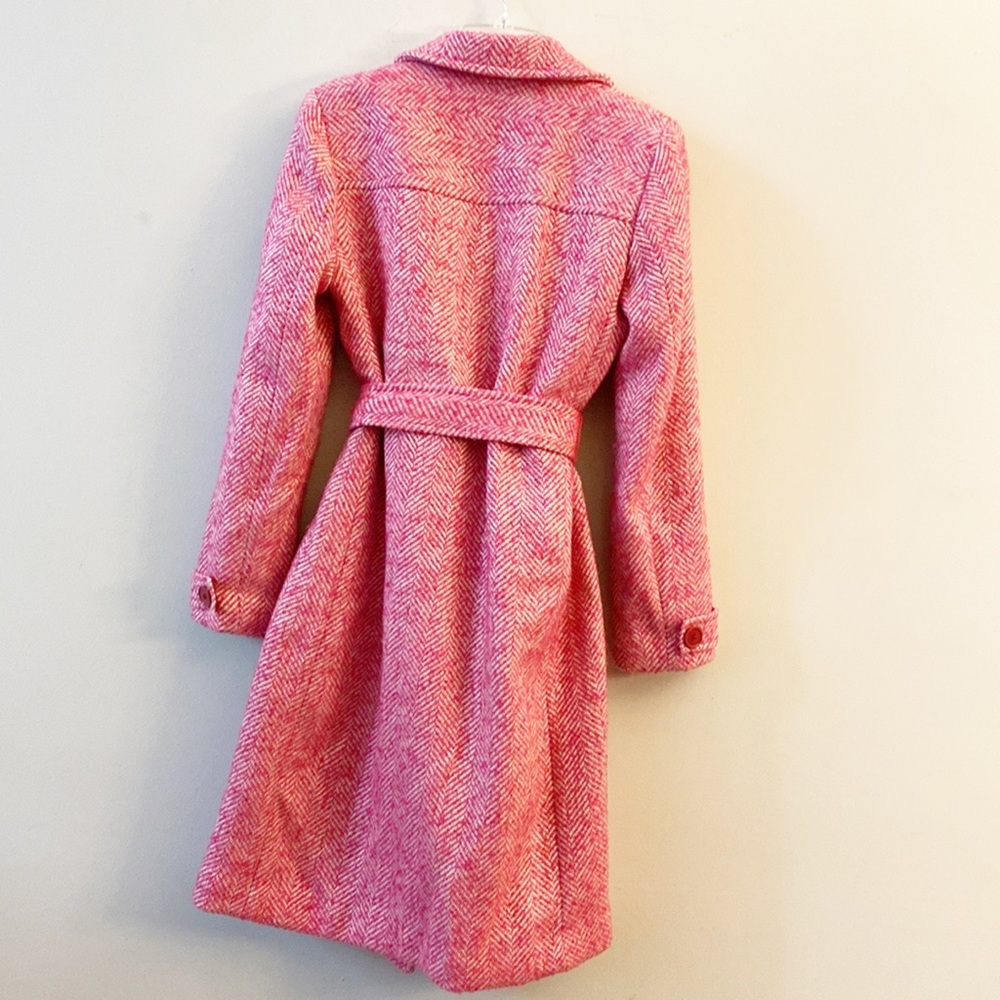 EXPRESS | Pink white tweed Barbicore wool winter coat trench women’s Small - Picture 5 of 8